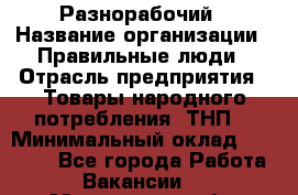 Разнорабочий › Название организации ­ Правильные люди › Отрасль предприятия ­ Товары народного потребления (ТНП) › Минимальный оклад ­ 30 000 - Все города Работа » Вакансии   . Мурманская обл.,Видяево нп